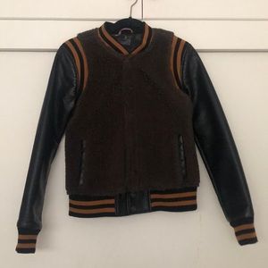 NWT MOTHER Olive Green Letterman Jacket